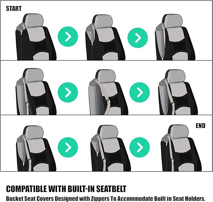 FH Group All Purpose Flat Cloth Car Seat Covers for Bucket Seats, 2 Piece Universal Fit, Washable Seat Covers for SUV, Sedan,