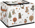 Wolf Bear Hedgehog Storage Baskets - Cute Animal Plants Bin Collapsible Organizer Cube with Zipper Lid, Mushroom Leaves Tree 