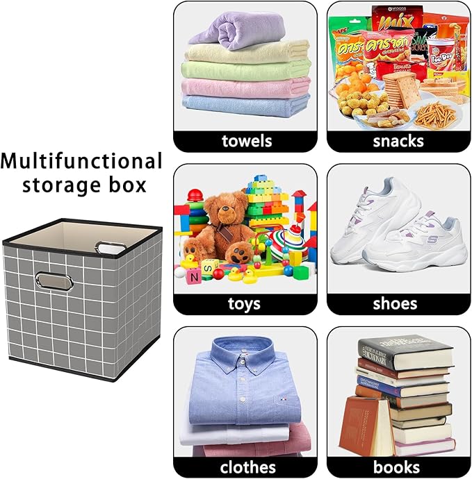 STOREONE Fabric Storage Bins Cubes Baskets Containers-(11X11X11) with Dual Handles for Shelf Closet, Nursery Home ， Bedroom O