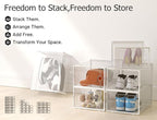 Kuject XX-Large Shoe Storage Boxes Organizers Clear Plastic Stackable 12 Pack, Shoe Rack & Holder Substitute, Sneaker Contain