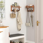 Evermagin 29" Coat Rack Wall Mount with Shelf, 4 in 1 Wall Mounted Coat and Key Hanger with 11 Hooks, Entryway Key Holder wit