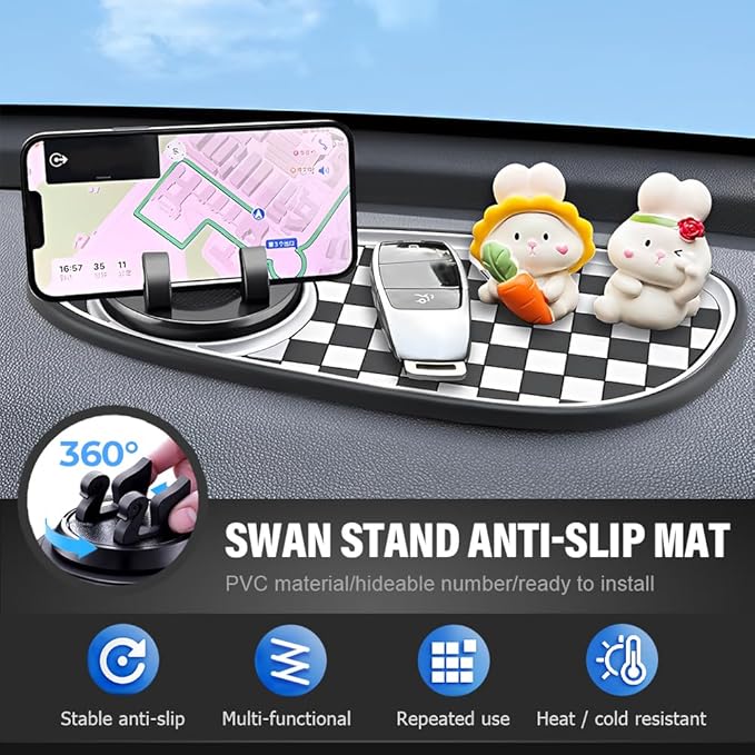Multifunctional Car Anti Slip Pad, Multifunctional Rotatable Phone Holder Car DashboardMat with Temporary Parking Number, Aut