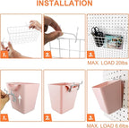 Pegboard Basket Organizers, Peg Board Large Baskets Hooks Bins Cups Tool Organizer 6 Pack Set, Wall Storage Display Hanging A