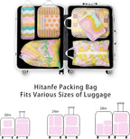 6 Pcs Compression Packing Cubes, Packing Cubes for Travel, Waterproof Luggage Organizer Bags Set, Cute Packaging Cubes for Wo