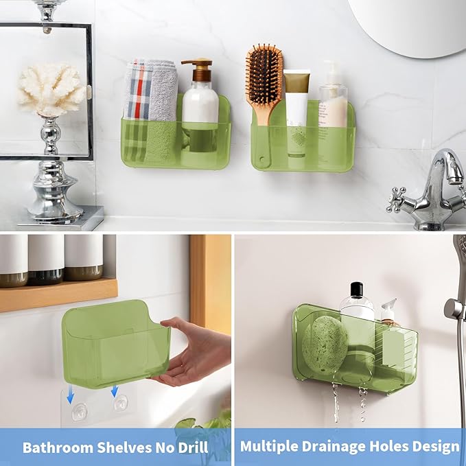 Diesisa 2pc Acrylic Wall Mount Organizer, Adhesive Cabinet Door Organizer,Acrylic Bathroom Shelves for Wall,No Drilling Hang 