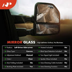 A-Premium Ram Left Driver Side Lower Mirror Glass Compatible with Dodge Ram 1500 2009-2024, Ram 2500 3500 2010-2018 - Towing Mirror, Convex Glass with Rear Mounting Bracket - Replace# 68067731AA
