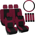 FH Group Car Seat Covers Full Set Cloth,Universal Fit combo,Washable Automotive Seat Covers,Low Back Front Seat Covers,Airbag