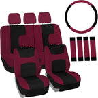 FH Group Car Seat Covers Full Set Cloth,Universal Fit combo,Washable Automotive Seat Covers,Low Back Front Seat Covers,Airbag