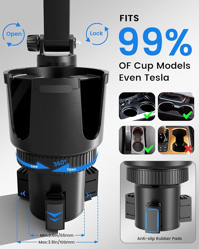 OHLPRO for MagSafe Car Charger Cup Holder Mount, 15W Fast Wireless Magnetic Charging Phone Holder for iPhone 17 16 15 14 13 S