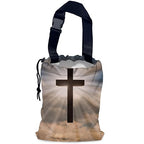 Jesus Christ Cross Car Trash Bag,Hanging Drawstring Car Garbage Bag,Waterproof Canvas Car Back Seat Organizer with Adjustable Buckle,for Vehicles,SUVs,Camping,Road Trips