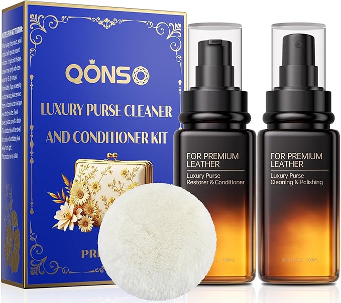 Leather Purse Cleaner & Conditioner Kit – Non-Darkening Leather Care for Handbags, Wallets & Designer Bags – Cleans, Restores