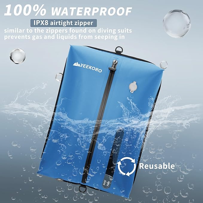 Vacuum Bag for Travel, Professional IPX8 Waterproof Reusable Vacuum Compression Bags for Travel Suitcases, Durable Space Save