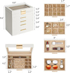 Somduy Jewelry Box, 5 Layers Jewelry Storage Display Box with Glass Lid for Women, 4 Drawers,Large Capacity for Necklace Earr
