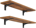 HOOBRO Floating Shelves for Wall and C Shaped End Table, 15.4" Wall Mounted Shelves Set of 2, Small Side Table for Couch, Gol