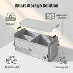 LIBZAKI Car Trunk Storage Organizer, Multi Compartment Collapsible Trunk Storage Box for Car Truck SUV-Gray