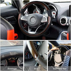 Universal Steering Wheel Cover - Microfiber Leather, 15 Inch, Anti-Slip, Breathable, Odorless Car Steering Wheel Protector, SUV Accessories (Bright Black/Coffee)