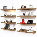RICHER HOUSE 8 Set Floating Wall Mounted Shelves, Nursery Hanging Book Shelves with Lip for Storage, Display Picture Ledge Sh