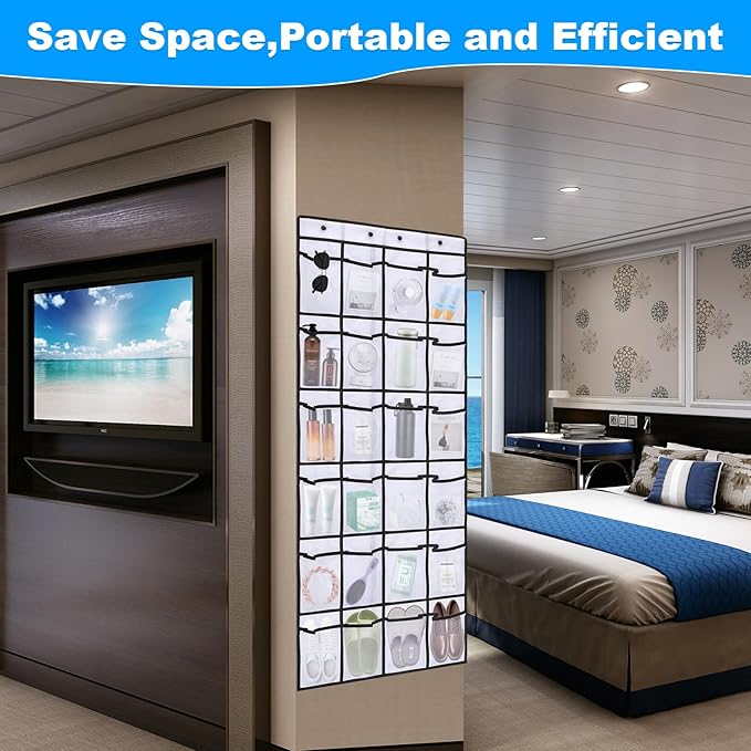 CTTZCKJ Over The Door Organizer For Cruise Ships|Magnetic Door Organizers with 24-Pocket for Cruise Ship|55"x21"|Cruise Over 