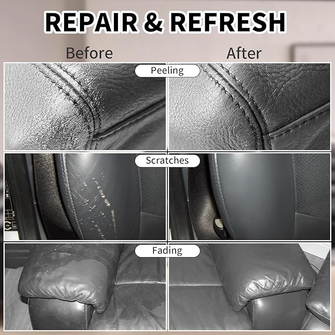 8.5oz Leather Recoloring Balm with 100ml Mink Oil,Dark Gray Leather Repair kit for Furniture and Car Interior,Leather Couch S