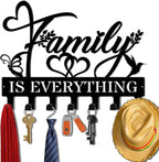Key Holder Wall Mount, Family is Everythings Sign, Key Holder Wall for Wall Decorative with 6 Hooks, Organizer Rack Hanger fo