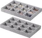 Stackable Jewelry Organizer Tray For Drawers,White Leather Small Earring Storage Tray,Bracelet And Necklace Display Box,Jewel