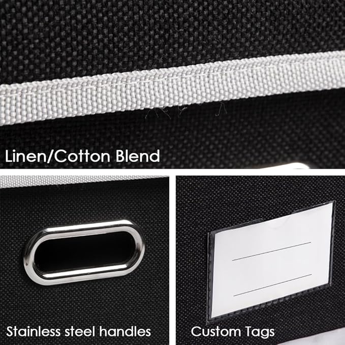 PRANDOM Foldable Storage Box with Lid [3-Pack] Fabric Collapsible Storage Bin Organizer Container Basket Cube with Cover for 