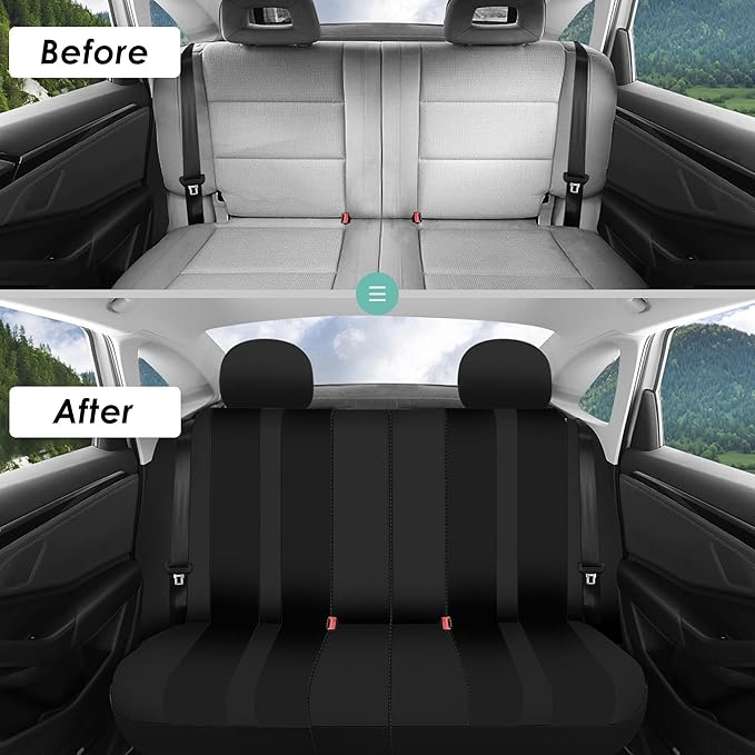 FH Group Car Seat Cover Full Set Striking Striped Car Seat Covers with Front Seat Covers and Rear Split Bench, Universal Fit 