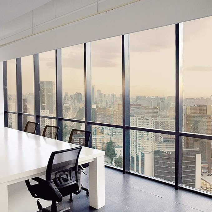 WPCTEV Reflective Window Film Mirror One Way Daytime Privacy Anti UV Static Cling Window Film Removable Decorative Screen Stickers Brown & Silver 6 Mil 17.5 Inch x 6.5 Feet