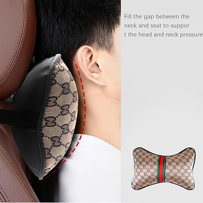 5PCS Steering Wheel Cover, with 2 Headrests, 2 Seat Belt Covers - Universal Fit for 14.5-15" Steering Wheel, Enhances Driving Experience - Perfect for Women (Beige)