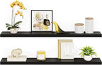 Ballucci Floating Shelves for Wall, 55 inch 2-Tier Black Shelf, Invisible Brackets, Wood Wall Shelf for Living Room, Bedroom,