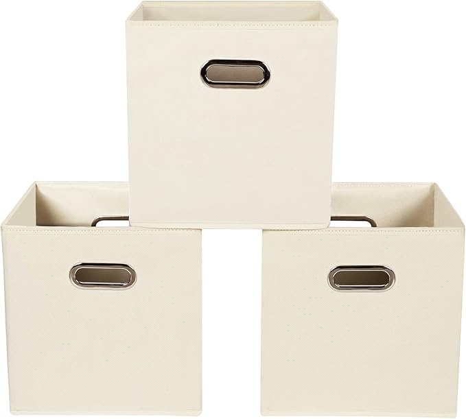 Yunkeeeper storage bins Cubes, Fabric Cube Organizer with Handle, Foldable Cube Bins for Cloth or Accessary Storage, 11x11x11