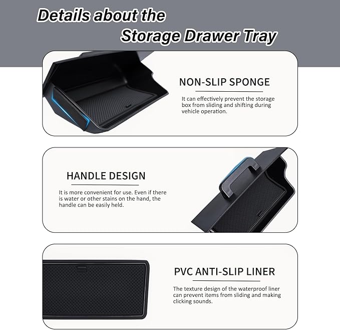 JKCOVER Storage Drawer Tray Compatible with 2016-2023 Toyota Tacoma Secret Compartment Front Gear Shift Center Console Organizer Hidden Storage Box Interior Accessories(Patent Design)