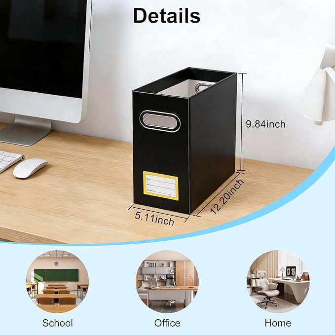 Collapsible File Organizer Box with Handle,12.20x5.11x9.84Inches, Filing Organizer for Home or Office, Small Portable File Bo