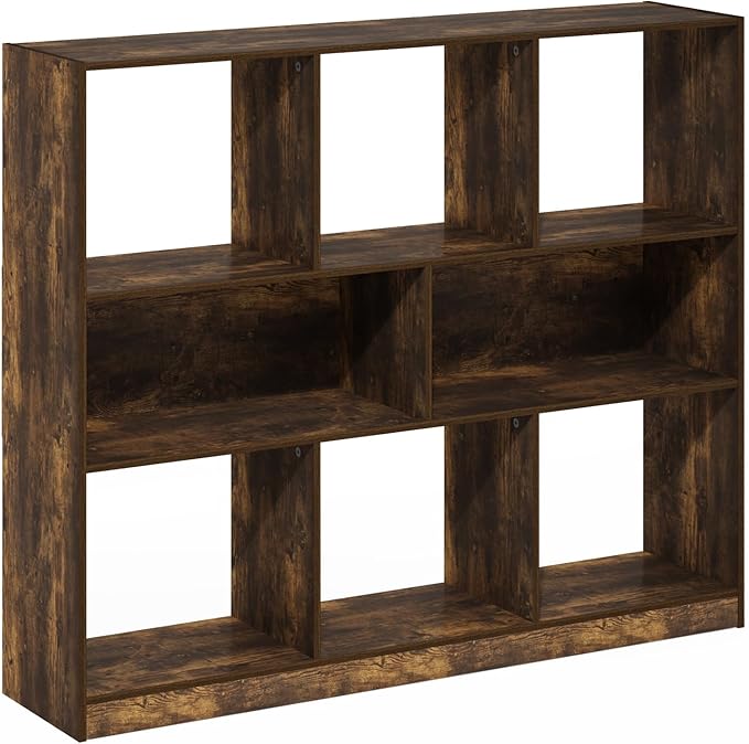 Furinno DALY Book Shelf, 8-Cube Bookshelf, Horizontal Cube Storage Organizer Bookcase, 10.9 x 47.2 x 39.4, for Living Room, B