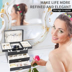 Dajasan Jewelry Organizer Box, Large Jewelry Boxes for Women Girls, Space-Saving 4 Layers Jewelry Storage Case with Drawer, M