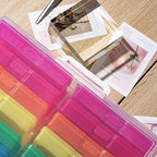 novelinks Transparent 4" x 6" Photo Cases and Clear Craft Keeper with Handle, 16 Inner Photo Organizers & Photo Storage Box, 