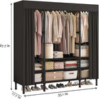 Portable Closet,Garment Rack,Heavy Duty Clothes Rack with Cover,Wardrobe Closet with 3 Hanging Rods, 9 Storage Shelves,55.1" 