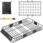 TUFFIOM 64"x 39"x 6" Universal Rooftop Cargo Carrier Basket, Extendable Steel Roof Rack Basket w/Net+Storage Bag+Straps, Heavy Duty Car Top Rack Luggage Holder Carrier for SUV Car Truck Van