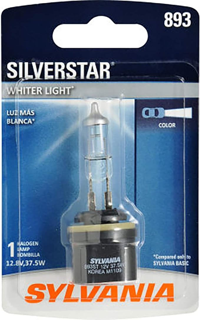 SYLVANIA - 893 SilverStar Fog Light Bulb - High Performance Halogen Headlight Bulb, Brighter Downroad with Whiter Light (Cont