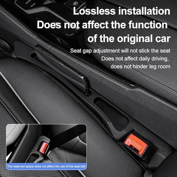 Car Seat Gap Filler Organizer 2 Pack,Upgraded Front Seat Side Storage with Phone Slot & Charging Hole,Universal Dual-Slot Crevice Blocker & Console Insert for Car, SUV, Truck,Car Essentials,Black
