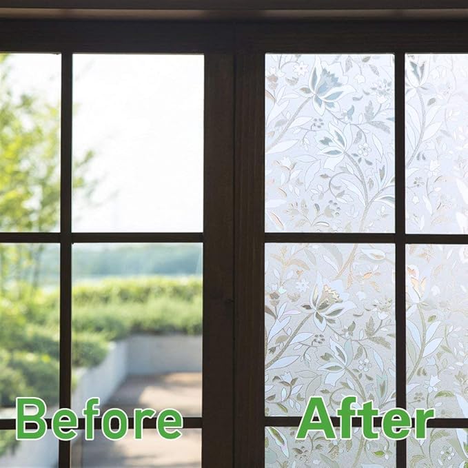 Window Film Privacy Film 35.4" by 78.7" Glass Film Decorative Window Films Window Cling Film Static Cling Window Film Anti UV No Glue Heat Control for Home Office, Glossy white
