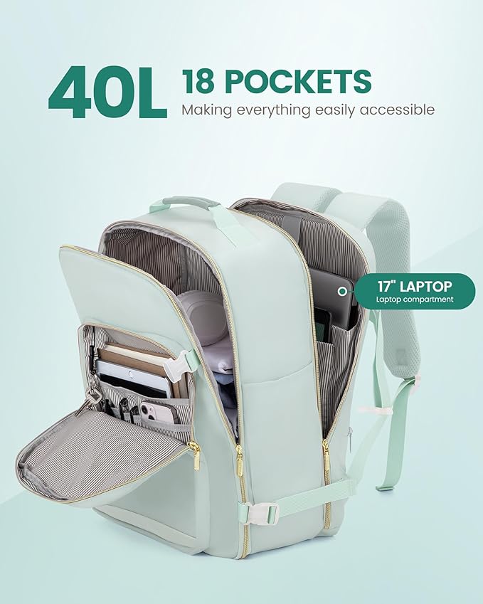 LOVEVOOK Travel Backpack for Women & Men 40L,Airline Approved Carry On Backpack Travel Essentials,TSA Carry on Luggage,Waterp