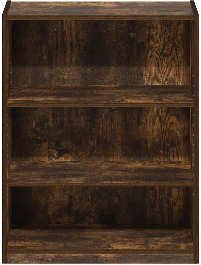 Furinno GEHRY Book Shelf, 3-Tier Bookshelf, Bookcase with Adjustable Shelves, 11.6 x 24.8 x 31.6, for Living Room, Bedroom, H