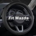 West Llama Car Steering Wheel Cover for Mazda 3,5,6,CX-3,CX-5,CX-30,CX-50,CX9,CX-9,MX-5 Miata,CX-7,RX-8,14.5-15 inches(Black-