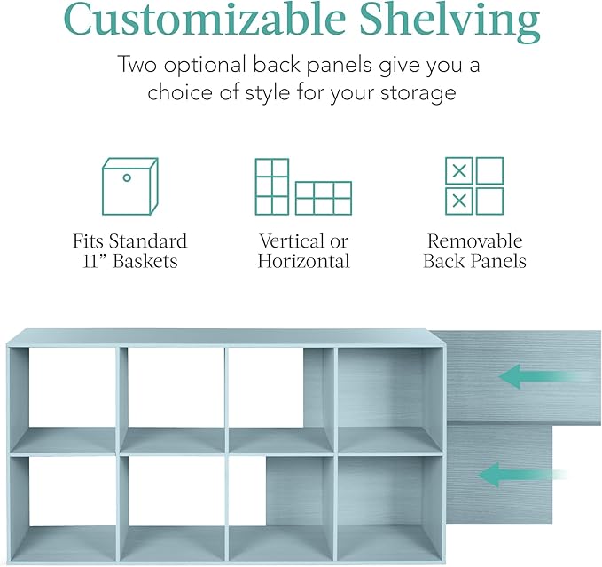 Best Choice Products Kids Bookcase 8-Cube Storage Organizer, 11in Shelf Opening, Bookshelf, Toy Storage, Customizable w/ 3 Re