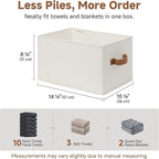 StorageWorks Closet Organizers and Storage Bins, Foldable Shelf Baskets, Clothes Storage Basket for Organization, Ivory White