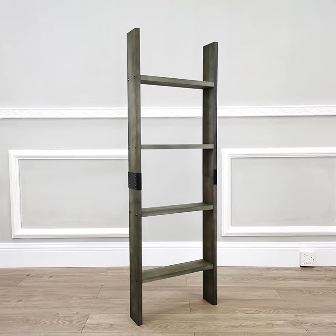 FixtureDisplays® 4-Foot Rustic Farmhouse Blanket Ladder, Wall-Leaning Decorative Wood Ladder, Ladder-Style Pine Wood Blanket 