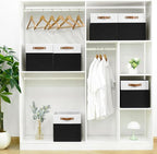 FinishingBo 6-Pack Storage Cubes with Handles & Label Holders Basket, Closet Cube Home Organizer Bins(White/Black, 13 x 13 x 
