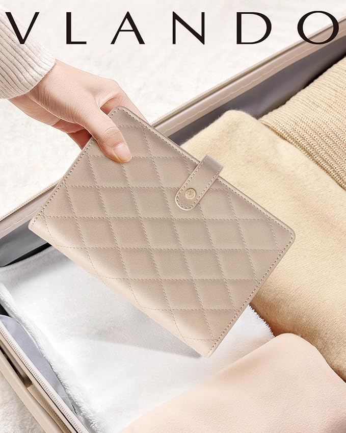 Vlando Travel Jewelry Organizer Case,Jewelry Storage Book Ring Binder with Clear Zipper Velvet Pouch Bag for Traveling,Rings,