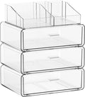 Yieach 4 Tier Clear Acrylic Makeup Organizers with Drawers,Tiered Countertop Make up Storage Organizer for Dresser Top and Ba